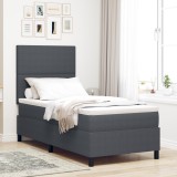 VidaXL Pat cu arcuri cu saltea gri &icirc;nchis 80x200 cm țesătură de corduroy