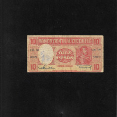 Rar! Chile 10 Pesos 1947(58) seria629078 graffiti