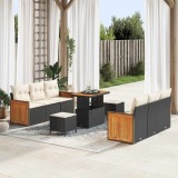Cumpara ieftin Set de canapele pentru gradina 9 buc. 8-Locuri Negru si Crem