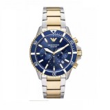 Emporio Armani Diver AR11362. Ceas Barbatesc 43mm Cronograf cu Baterie cu Brățară din Metal Auriu/Argintiu
