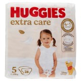 Scutece copii Extra Care numarul 5 pentru 11-25kg, 28 bucati, Huggies