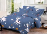 Cumpara ieftin Lenjerie de pat pentru o persoana cu husa elastic pat si fata perna dreptunghiulara, Giraffe, bumbac mercerizat, multicolor