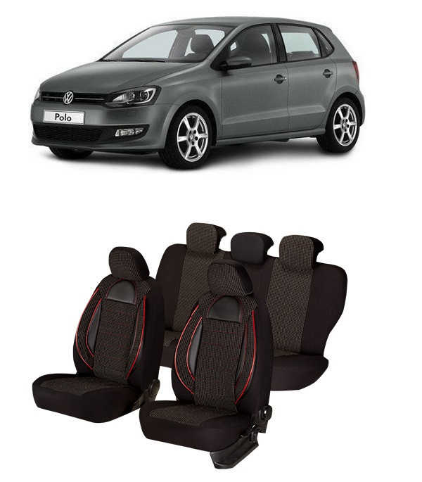 Set Huse scaune auto dedicate VW POLO 2009 - 2017 ( Insertii de piele ecologica)