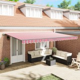 vidaXL Marchiză retractabilă automată cu dungi roșii și albe 500x300 cm