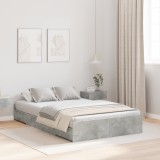 vidaXL Cadru de pat cu depozitare cu sertar cu headboard cu depozitare Gri beton 120 x 200 cm