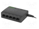 Switch Ethernet LANBERG RJ45 x5 1Gbps cu LED PnP negru