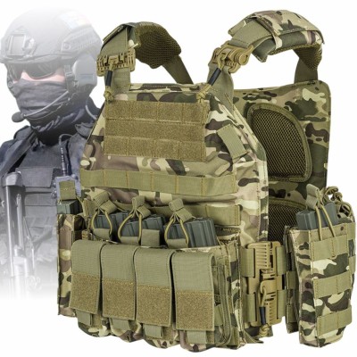 Vesta tactica reglabila multicam Linovit&amp;reg;, tip plate carrier, pentru airsoft, paintball, outdoor sau vanatoare, material Oxford 1000D, sistem MOLLE, b foto