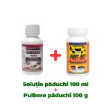 Insecticid concentrat pentru purici, păduchi, g&acirc;ndaci Ectocid Forte 100 ml + Antiparazitar extern Piret Mix pulbere 100 gr