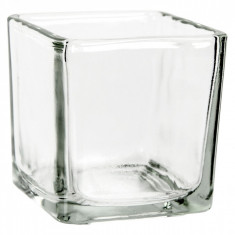 Suport lumanare patrat din sticla, 5&amp;amp;#215;5 cm, transparent foto