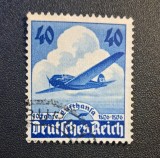 Germania (Deutsches Reich 1936) (Flugpost) "10 Jahre Lufthansa 1926&ndash;1936 / Avion Junkers Ju 160" (40Pf Albastru, Ștampilat / Used) CLK1