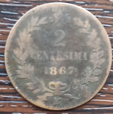 (M2155) MONEDA ITALIA - 2 CENTESIMI 1867, LIT. M (MILANO), VITTORIO EMANUELE II foto