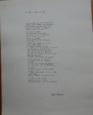 Manuscris de expozitie scris olograf de poetul Dan Verona, poezia Ca intr-o carte de aur foto