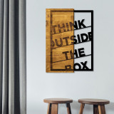 Decoratiune de perete, Think Outside The Box, 50% lemn/50% metal, Dimensiune: 42 x 58 cm, Nuc / Negru, Skyler