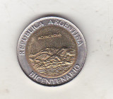 Bnk mnd Argentina 1 peso 2010 unc , bimetal , Aconcagua, America Centrala si de Sud