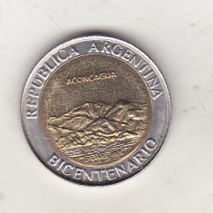 bnk mnd Argentina 1 peso 2010 unc , bimetal , Aconcagua