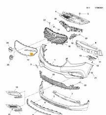 Ornament grila Opel Mokka X, 09.2016-, montare fata, stanga, cromat, RapidAuto