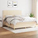 VidaXL Pat box spring cu saltea, crem, 160x200 cm, material textil 3142670