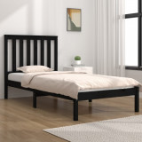 Cadru de pat mic single, negru, 75x190 cm, lemn masiv de pin GartenMobel Dekor, vidaXL
