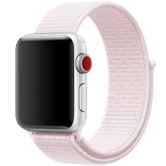 Curea iUni compatibila cu Apple Watch 1/2/3/4/5/6/7, 38mm, Nylon Sport, Woven Strap, Soft Pink foto