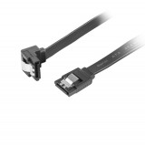 Cablu de date SATA III mama in unghi de 90 grade la SATA III mama drept, Lanberg 41946, 6 Gb s, 30 cm, cu cleme de blocare, negru