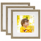 Rame foto 3D, 3 buc., natural, 23x23 cm, pt. foto 13x13 cm