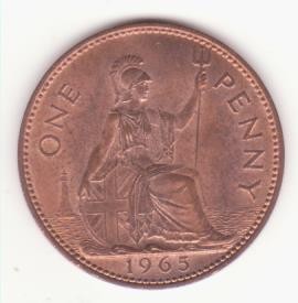 Marea Britanie 1 penny 1965 XF-aUNC -Elizabeth II 1st portrait