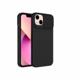 Husa pentru Apple Iphone 14 Plus, Protectie camera, Slider Camera, Silcon lichid, Interior de microfibra, Negru, Mobile Tuning