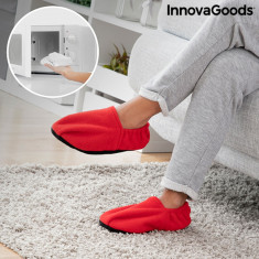 Papuci de casa cu posibilitate de incalzire in cuptorul cu microunde InnovaGoods, marime universala, rosu
