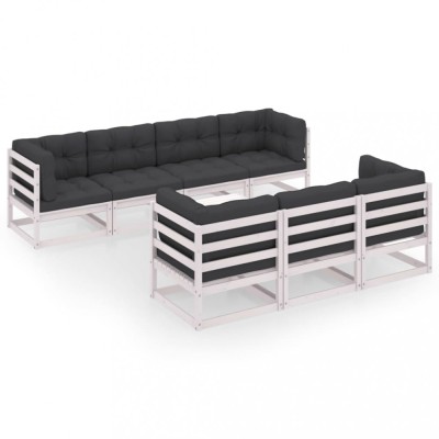 Set mobilier de gradina cu perne, 8 piese, lemn masiv de pin foto