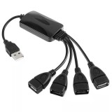 Hub USB 2.0 cu 4 Porturi, Cablu 26cm, Incarcare Simultană, Compatibil Windows, Negru