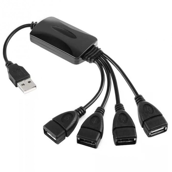 Hub USB 4 porturi pe cablu pentru incarcare simultana a 4 dispozitive