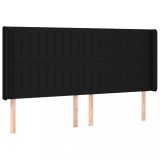 Cumpara ieftin Tablie de pat cu aripioare, negru, 183x16x118/128 cm, textil