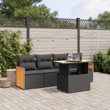 Cumpara ieftin Gossi set mobilier de gradina cu perne, 5 piese, negru, poliratan