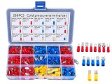 Set 280 Papuci Izolati Sertizare, 15 Modele, Conectori Auto, Electrici, Diverse Dimensiuni - Roșu, Albastru, Galben