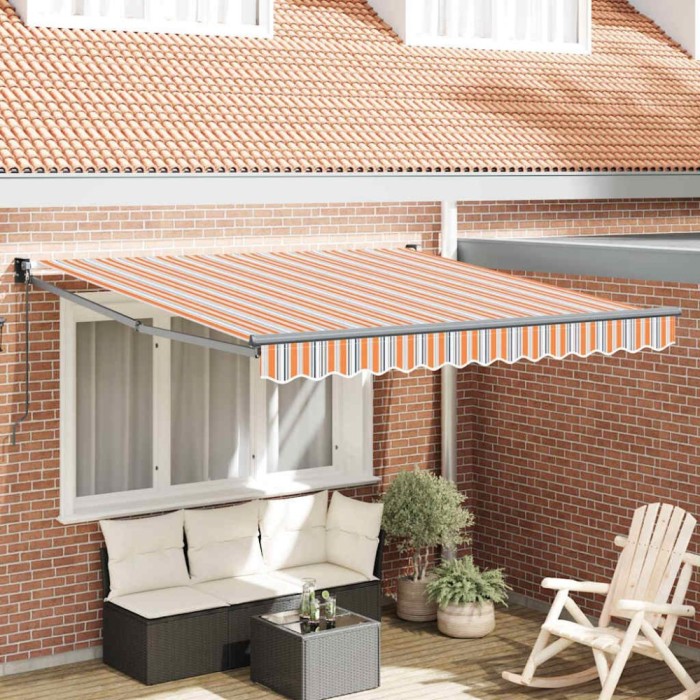 Copertină Dungi Manual Multicolour 3 x 2,5 m Poliester și metal