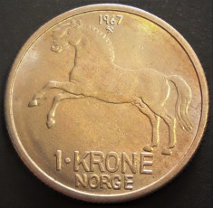 Moneda 1 COROANA - NORVEGIA, anul 1967 *cod 2268 --- A.UNC+ foto