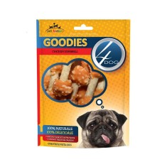 Recompensa caini / hrana complementara, 4 Dog Goodies Chicken Dumbbells, punga 100 g, toate taliile, toate varstele, carne de pu