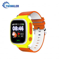 Ceas Smartwatch Pentru Copii Twinkler TKY-Q90 cu Functie Telefon, Localizare GPS, Pedometru, SOS, Joc Matematic - Galben, Cartela SIM Cadou foto