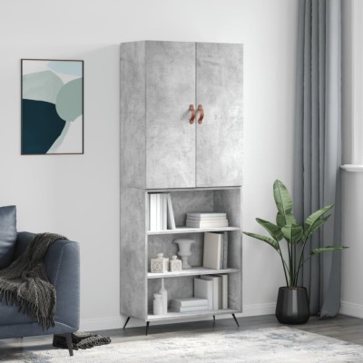 Dulap &amp;icirc;nalt, gri beton, 69,5x34x180, lemn compozit foto