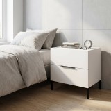 Cumpara ieftin Noptiera Adore Oryana Alb-Nuc, 2 Sertare, 55x59x44 cm. Noptiera dormitor moderna
