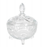 Bomboniera cu capac V1, Excellent Houseware, 9.8x12.5 cm, 200 ml, sticla, transparent