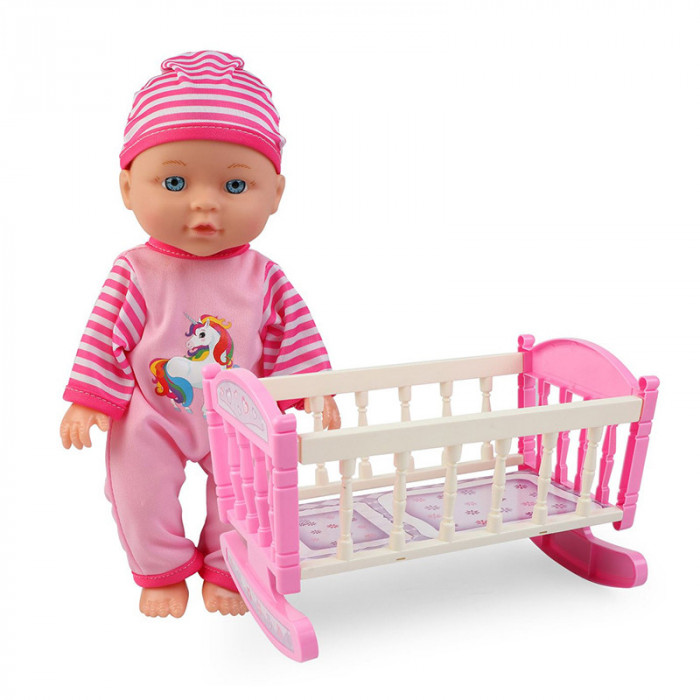 Bebelus interactiv Mini Baby cu patut si accesorii incluse, 18 luni+