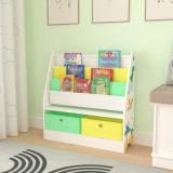 Raft copii Neda cu 3 compartimente si 2 cutii depozitare alb / verde / galben [en.casa] HausGarden Leisure, [en.casa]