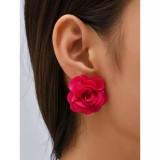 Cumpara ieftin Cercei Floare Roz din Material Textil - 47446