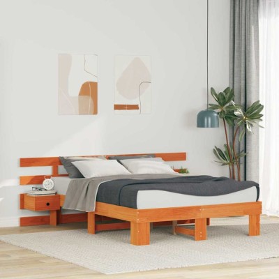 vidaXL Cadru de pat cu sertar Maro 140 x 190 cm 3385696 foto