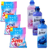 3 x Savex White &amp; Colors, 3 x 2kg + 3 x Balsam rufe Lenor