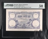 20 lei Ianuarie 1929 PMG50 aunc bancnota gradata