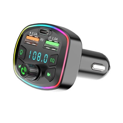 Modulator FM INOVA&amp;reg; M2, BT 5.0, Transmitator FM 87.5-108MHZ, Incarcare rapida Type-C, Port USB, culori RGB LED, Hands-Free foto
