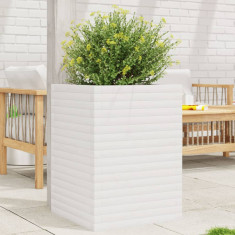 vidaXL Jardinieră de grădină, alb, 50x50x68,5 cm, lemn masiv de pin