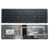 Tastatura laptop HP EliteBook 8560w neagra US cu rama fara iluminare